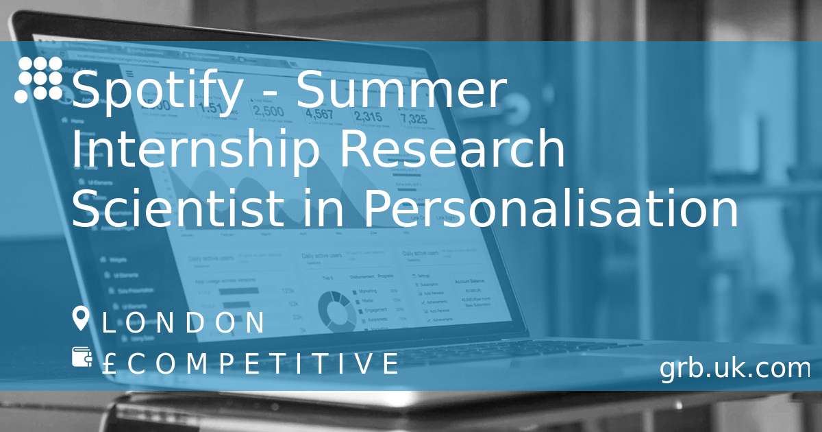 Spotify Summer Internship Research Scientist in in London GRB