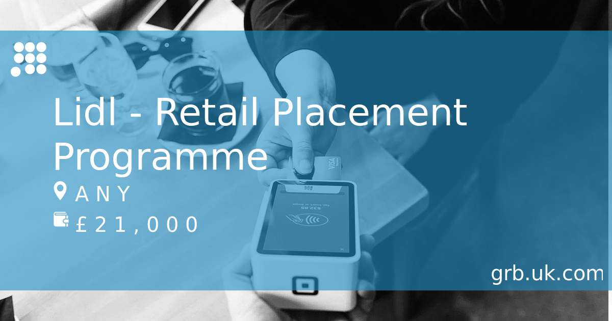 Lidl Retail Placement Programme Job in Multiple GRB